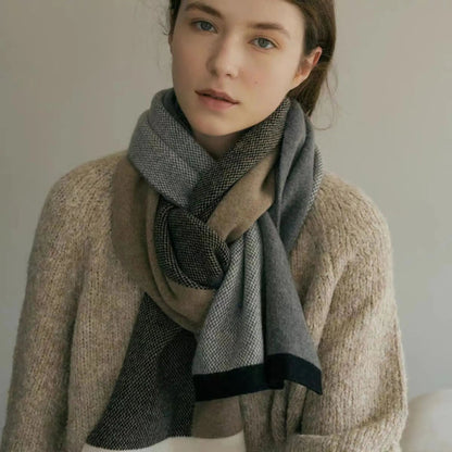 Polka Dot Double Color Cashmere Scarf - Winter Warm Female Jacquard Design