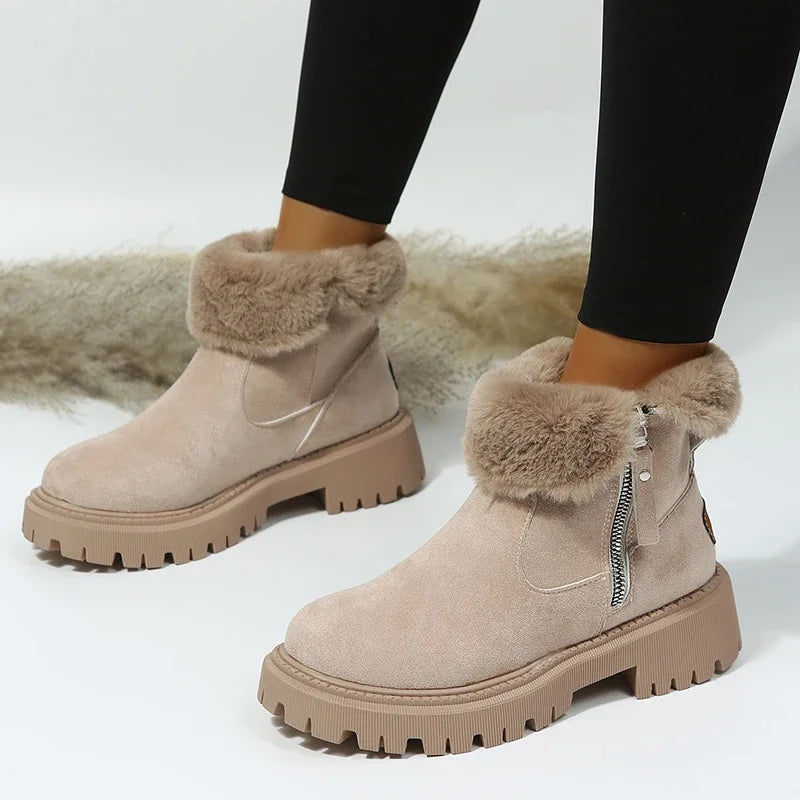 Thick Plush Snow Boots Women Faux Suede Non-slip Winter Boots Woman Keep Warm Cotton Padded Shoes Platform Ankle Booties 2023 Secondary image