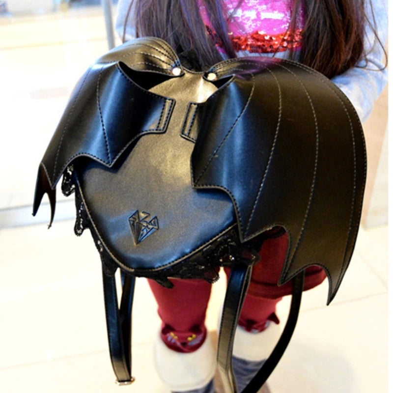 Trendy Bat Wing Lace PU Gothic Shopping Dating Daypack Backpack Bag Main image