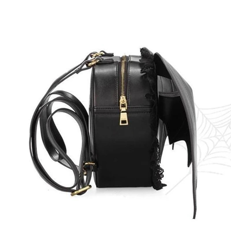 Trendy Bat Wing Lace PU Gothic Shopping Dating Daypack Backpack Bag