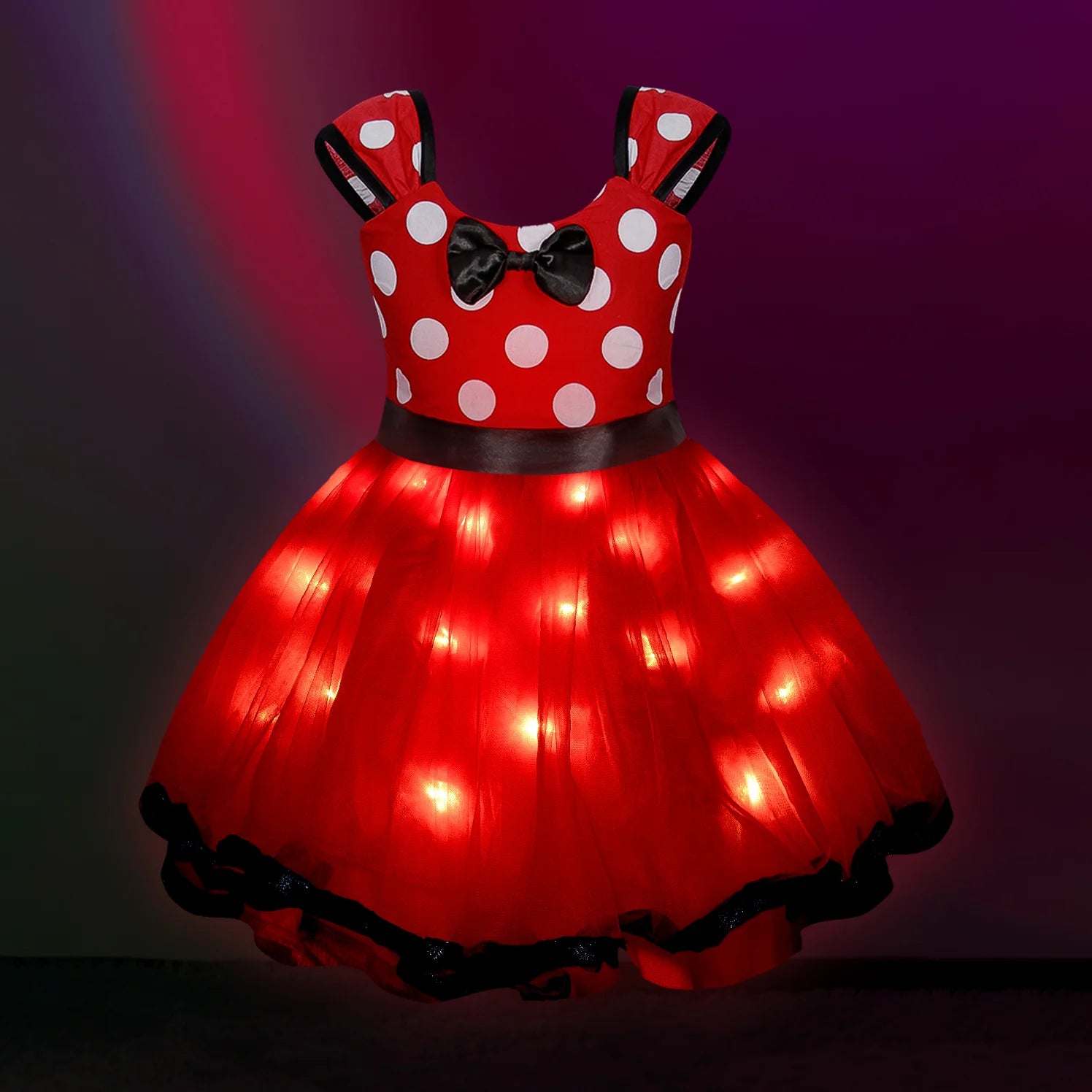 Mickey Minnie Princess LED Light Up Christmas New Year Carnival Polka Dot Santa Party Baby Girl Dress Secondary image
