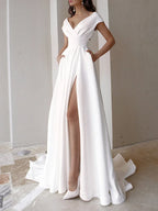 V neck Ruffled Evening Long High Waist Elegant Party 2024 New Sexy Irregular Graduation Prom Dress