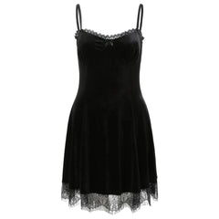 Velvet Gothic Sexy Black Mini Vintage High Waist Aesthetic Elegant Gothic Dress