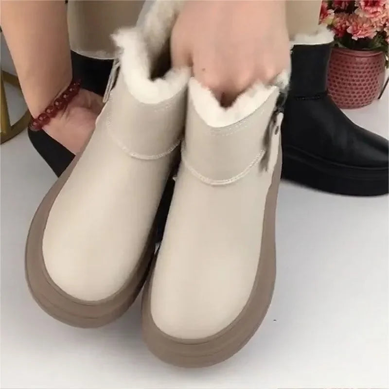 Velvet and Thickening Winter Women's Boots 2024 New Comfortable and Versatile Thick-soled Ladies Cotton Boots Botas De Mujer Secondary image