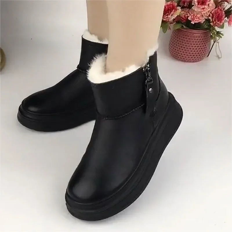 Velvet and Thickening Winter Women's Boots 2024 New Comfortable and Versatile Thick-soled Ladies Cotton Boots Botas De Mujer Main image