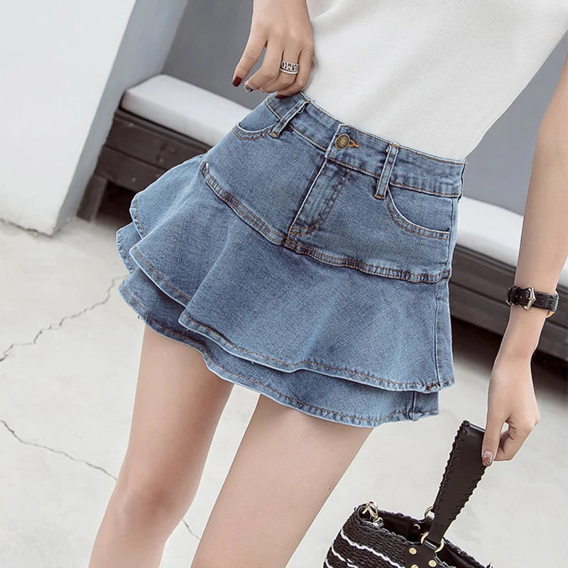 Vintage Denim Summer  Solid Colour Ball Gown Mini Skirt Main image