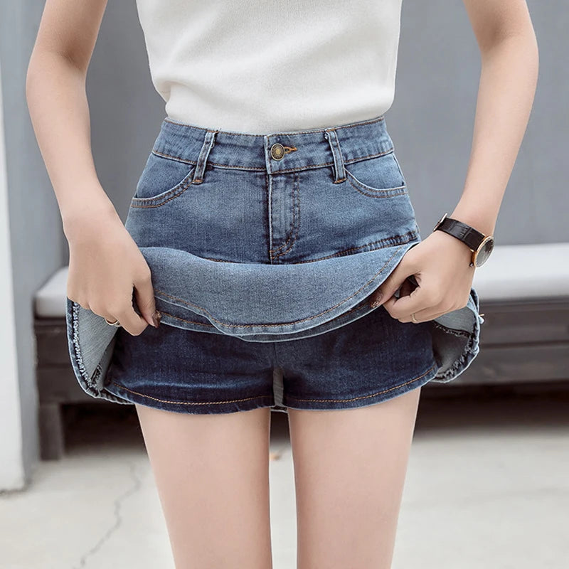 Vintage Denim Summer Sexy Solid Colour Ball Gown Mini Skirt