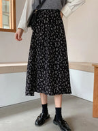 DressBetty - Vintage Floral Print A-line Pleated Streetwear Drawstring Midi Skirt