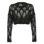 Vintage Hole Ripped  Fashion Cropped Hollow Spring Sweater