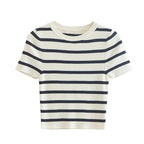 Vintage Stripped Cropped Slim Knitted Short Sweet Chic Sweater