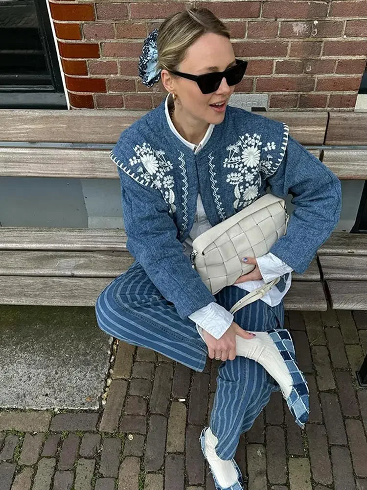Warm Blue Fashion Chic Long New Casual High Coat Main image