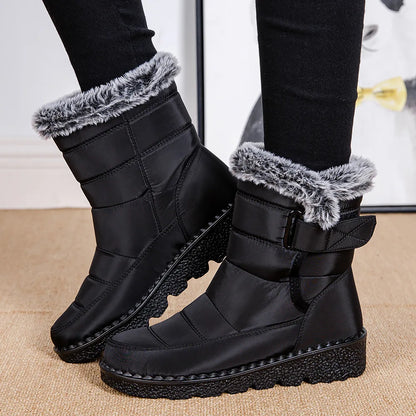 Waterproof Faux Fur Long Plush Platform Ankle Warm Snow Boot