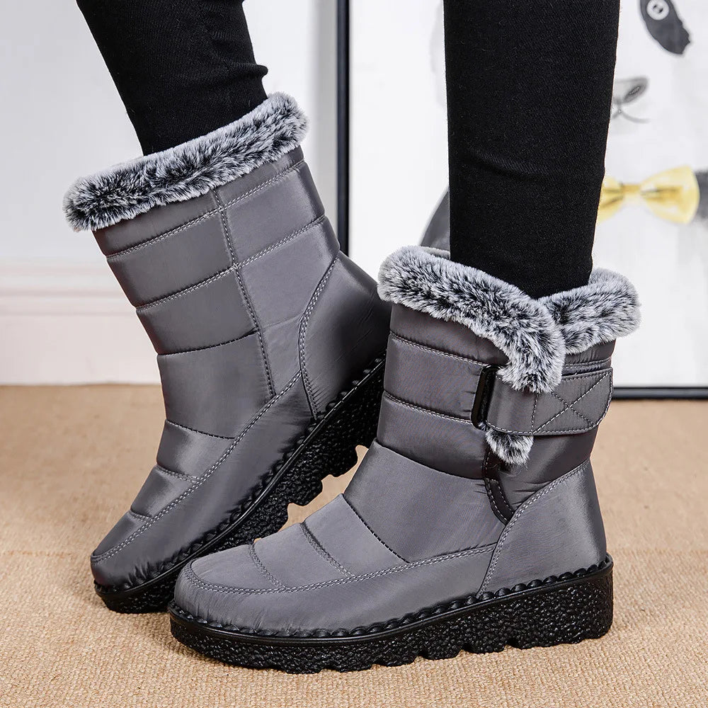 Waterproof Faux Fur Long Plush Platform Ankle Warm Snow Boot Secondary image