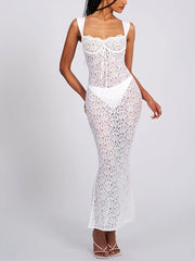 DressBetty - 2024 Elegant  See-Through Backless Wedding Lace Dress