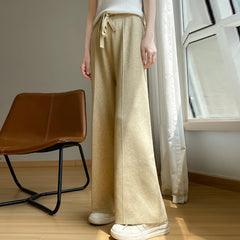 Wide Fashion Leisure Loose High Waist Elastic Solid Knitting Autumn New Pants