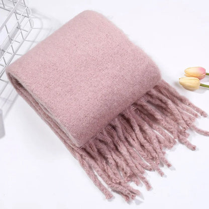 Cashmere Scarves for Women - Thick and Warm Muffler with Tassel Detail