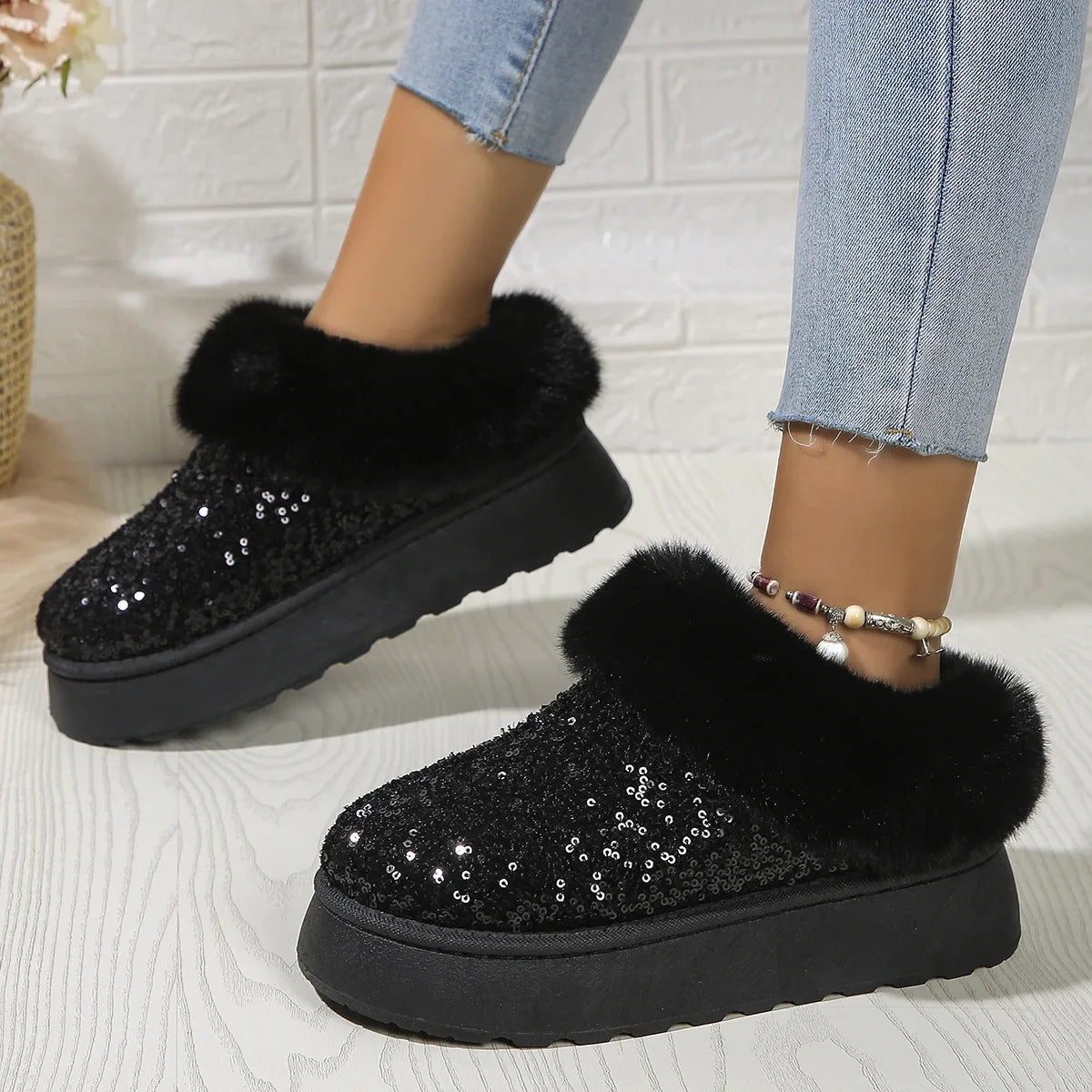 Winter Short Plush Warm Casual New Suede Fur Elegant Snow Boot