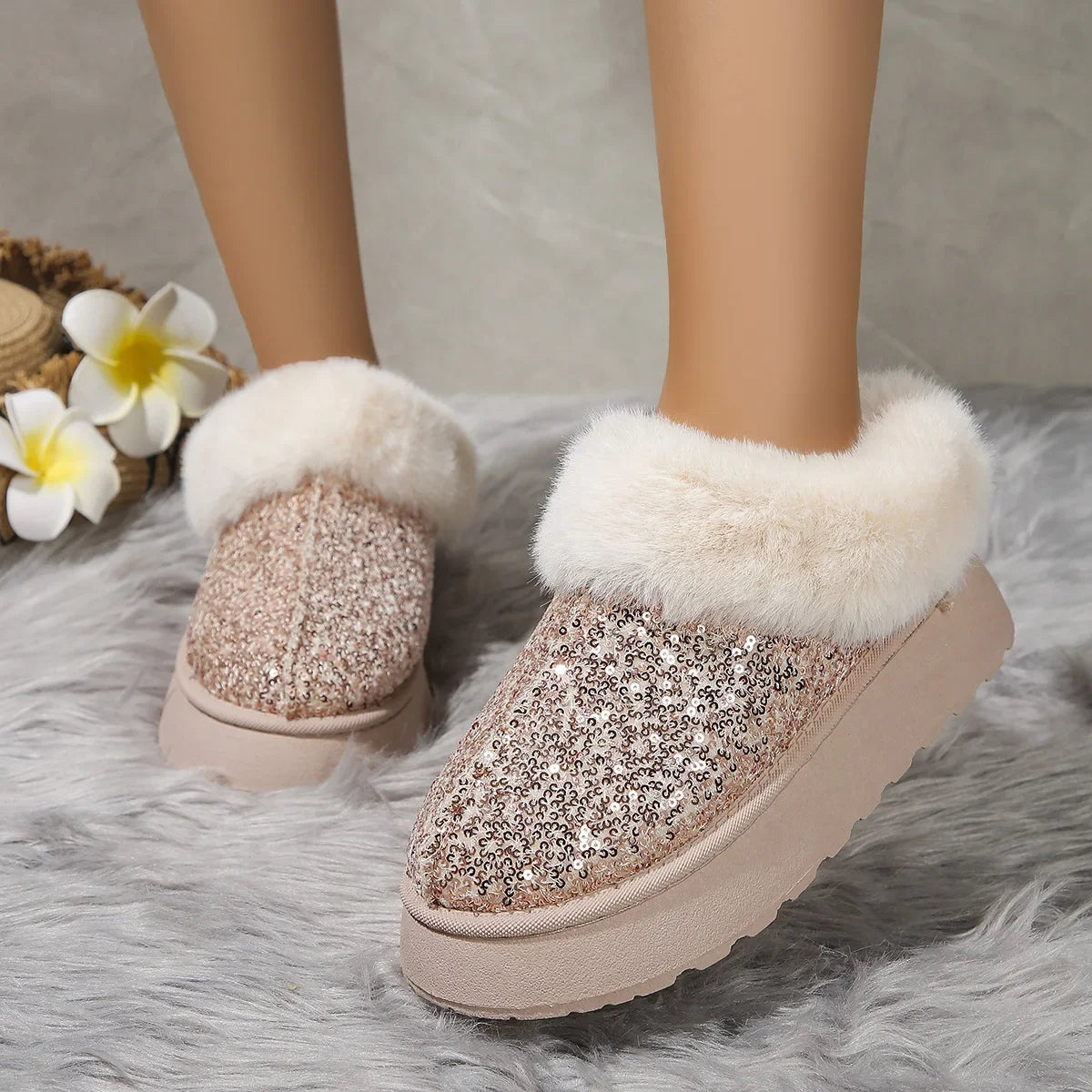 Winter Short Plush Warm Casual New Suede Fur Elegant Snow Boot Secondary image