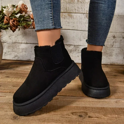 Winter Women Short Plush Warm Snow Boots Casual Shoes  New Suede Fur Chelsea Ankle Boots Flats Platform Ladies Shoes Botas