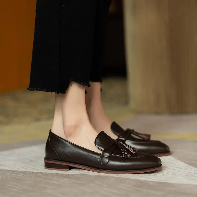 Patent Leather Bowknot Low Heel British Tassel Fashion Casual Flats Loafers Secondary image