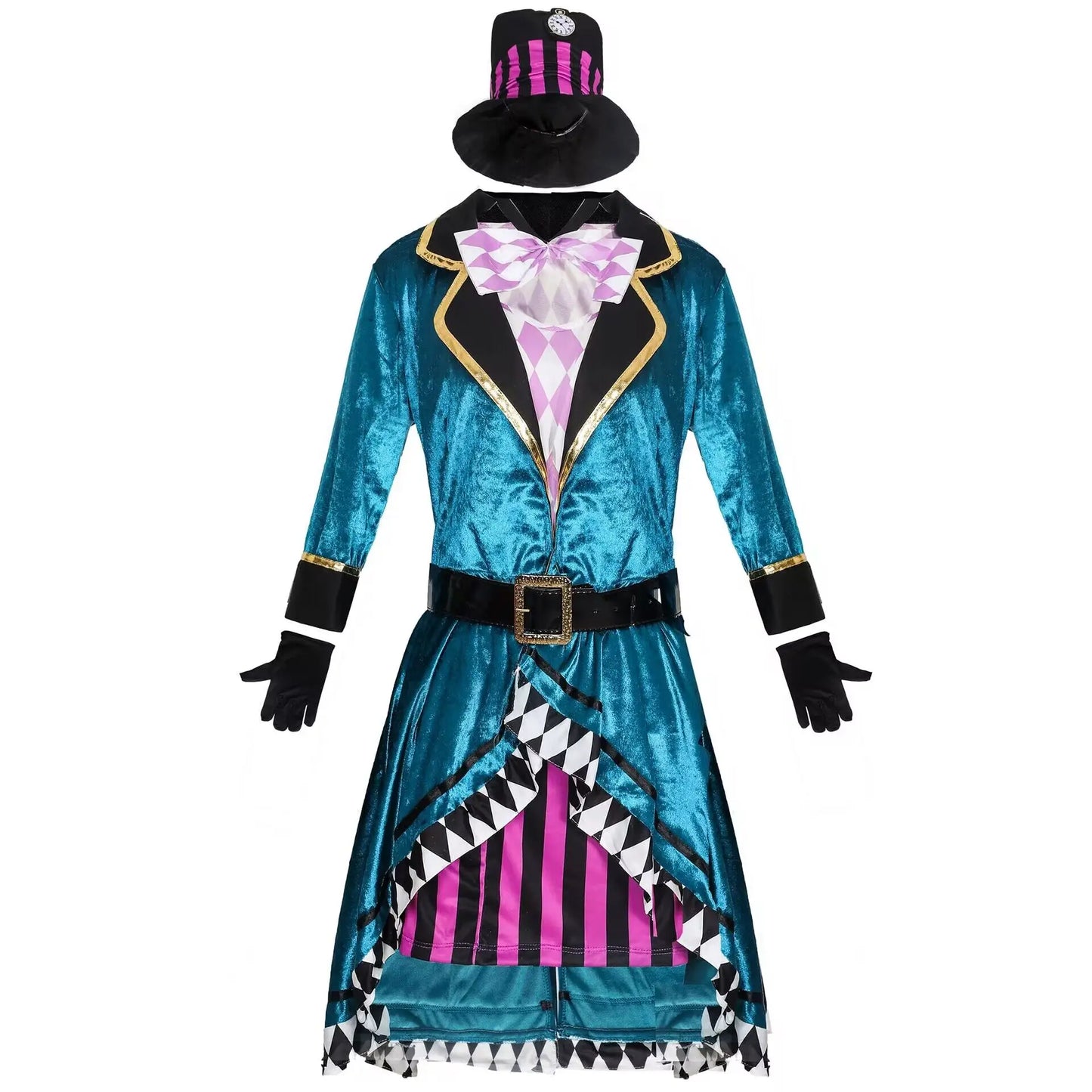 Women Mad Hatter Cosplay Fancy Dress Magic Show Tuxedo Halloween Carnival Costume