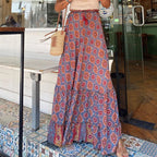 DressBetty - Elegant High Waist Vintage Patterned Print Boho Long Maxi Skirt