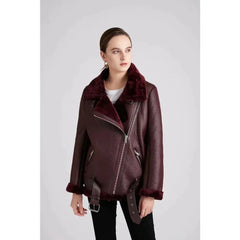 Fall Winter New Fur Integrated Thermal Faux Long-sleeved Padded Warm Chic Jacket