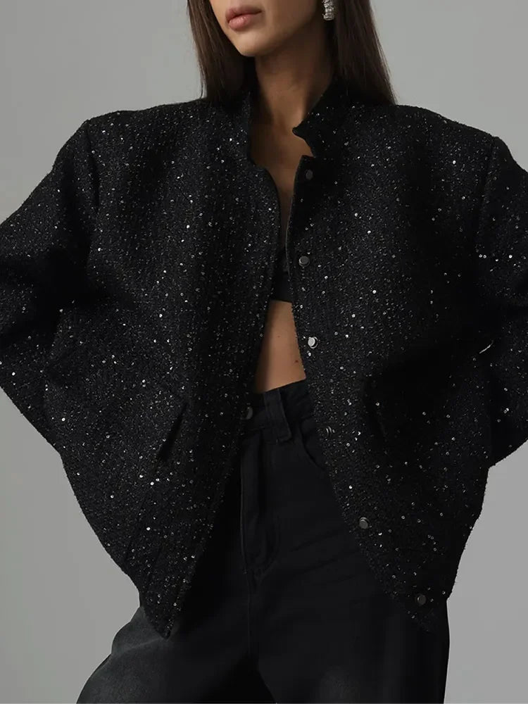 Fashion Golden Shiny Elegant Double Cropped New Warm High Coat Main image