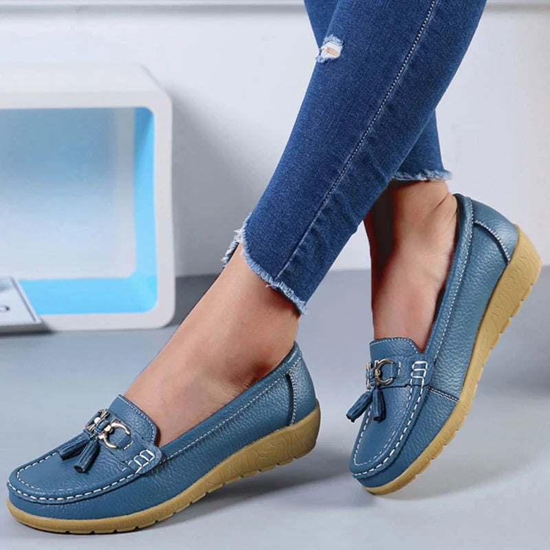 Genuine Leather Tenis Nurse Slip On Retro Moccasins Plus Size Flats Loafers Secondary image