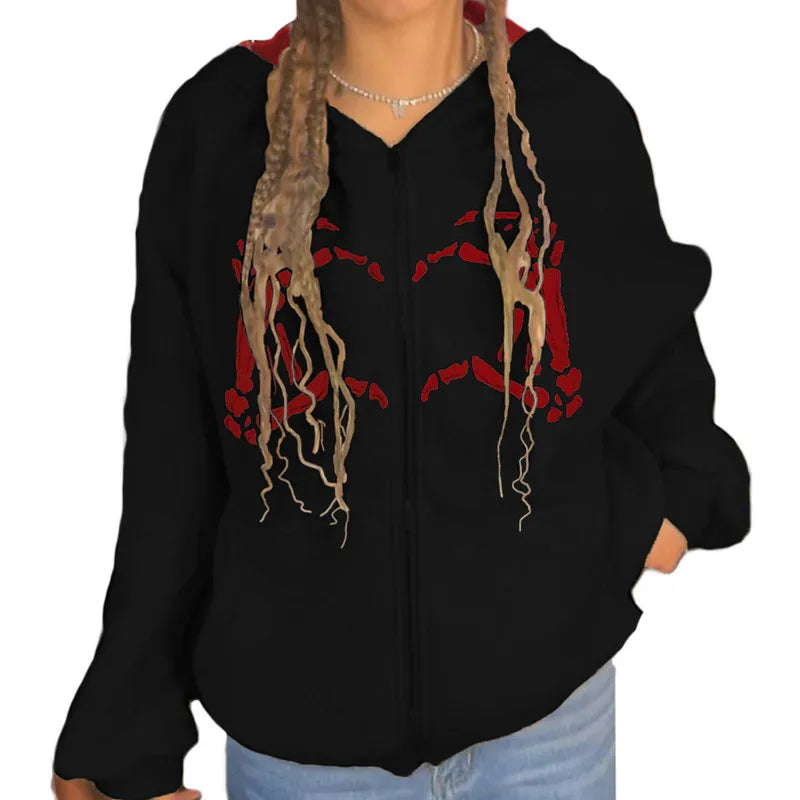Stripe Cardigan Vintage Slim Knit Hooded Zipper Long Sleeve Hoodie Main image