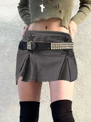 DressBetty - Star Patched Denim Cargo Mini Skirt