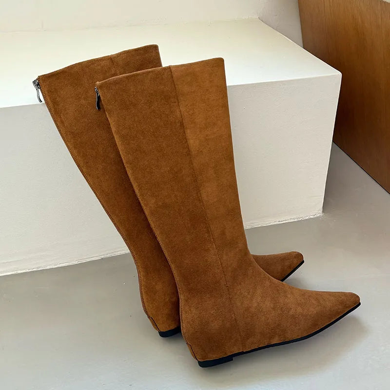 Trendy Stylish Elegant Comfortable Fashionable Chic Pointed Toe Knee High Boots Main image