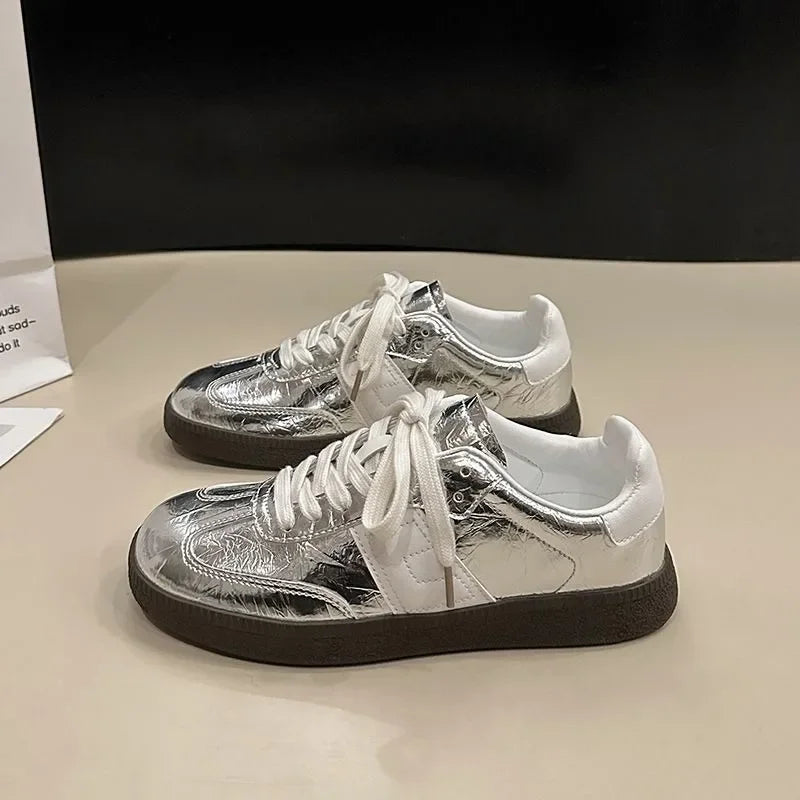 Women Leather Outdoor Walking Sneakers Casual Fashion Sports Platform Vulcanized Shoes Woman White Flats Ladies Tennis Trainers Secondary image