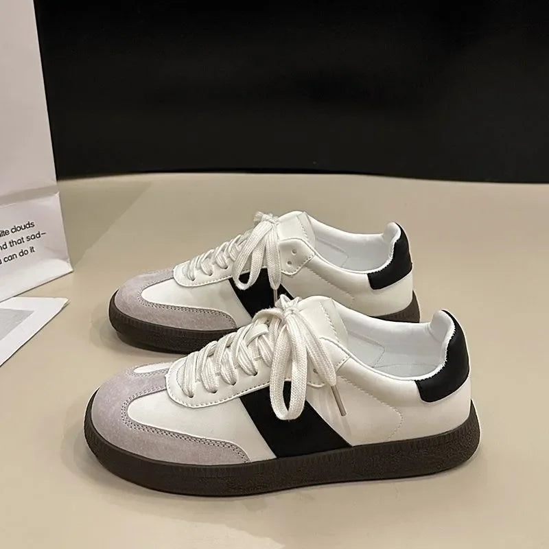Women Leather Outdoor Walking Sneakers Casual Fashion Sports Platform Vulcanized Shoes Woman White Flats Ladies Tennis Trainers Main image