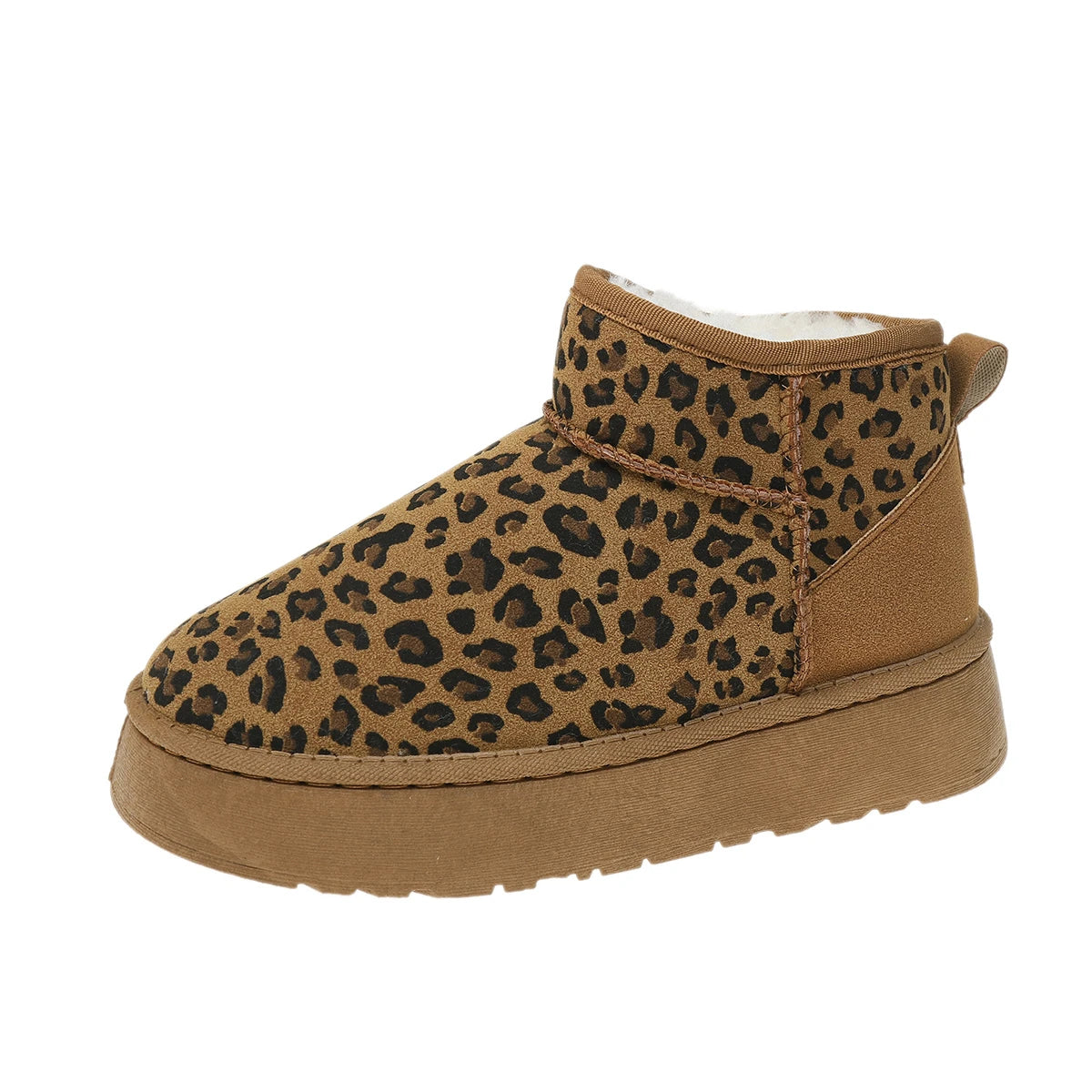 Leopard Print Non-slip Wear-resistant Fashion Plush Short Snow Boot