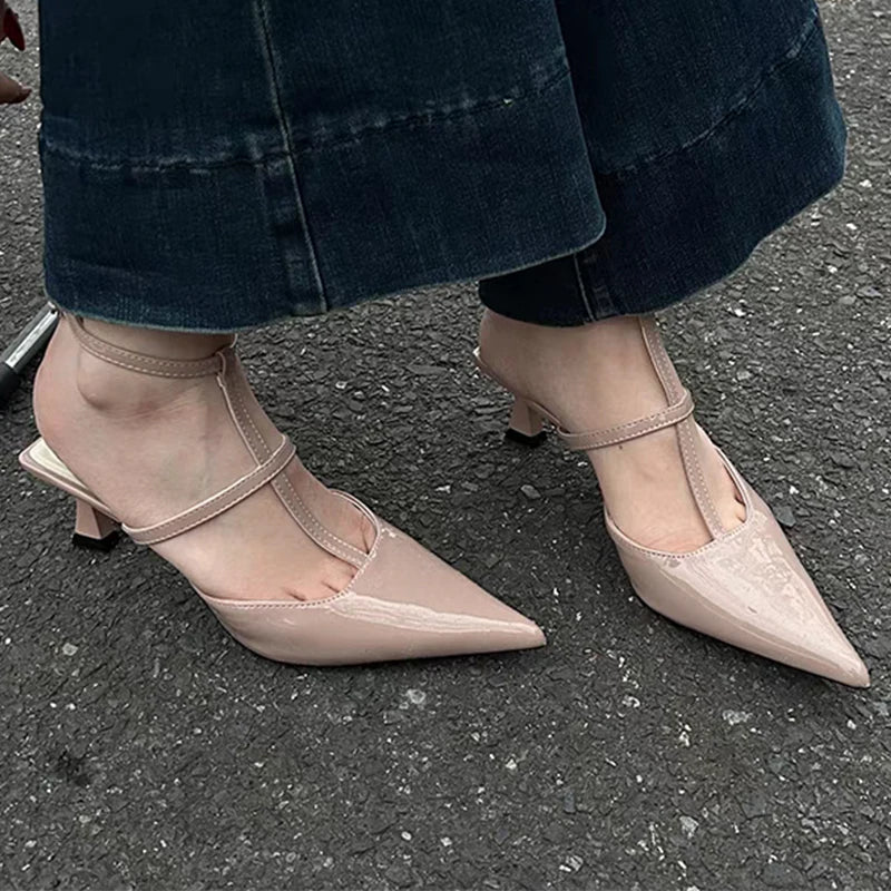Summer  Pointed Toe Slingback Slides Flip Flops Ladies Low Heel Pumps