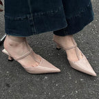 Summer  Pointed Toe Slingback Slides Flip Flops Ladies Low Heel Pumps