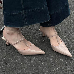 Summer  Pointed Toe Slingback Slides Flip Flops Ladies Low Heel Pumps