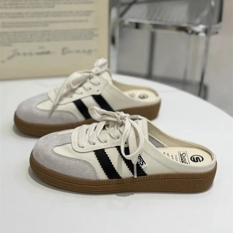 Women Mules Slides Shoes Round Toe Flat Female Footwear Casual Sneakers Clogs Platform Summer Slip On Creeper Baotou slipper Secondary image