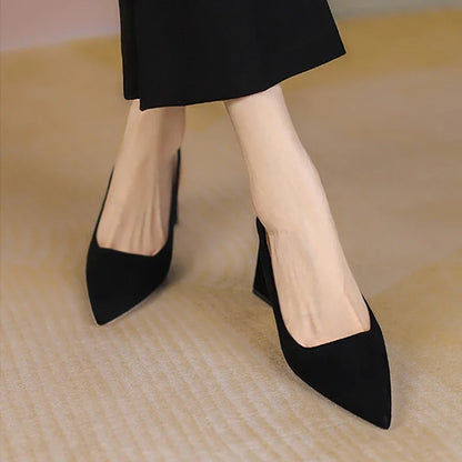 Black Highs Summer New Party Sexy Thick Mules Ladies Wedding Slippers Low Heel Pumps