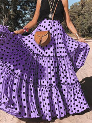 DressBetty - Vintage Bohemian Fairy Maxi Ruffle Polka Dot Skirt
