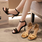 Fashion Mature Buckle Strap Thin Heels Stage Performance High Heel