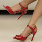 Fish Mouth Buckle Strap  Closed Toe Summer High Heels High Heel
