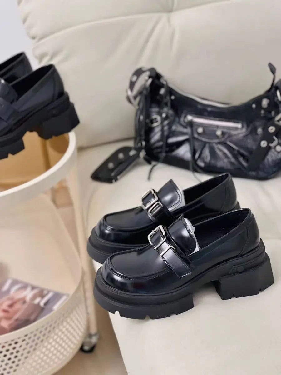 British Style Fur Platform Slip On Retro Preppy Creepers Oxfords Loafers Secondary image