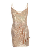 Spaghetti Strap Sleeveless Ruched Mini Sequin Irregular Hem  Bodycon Party Club Wear Dress