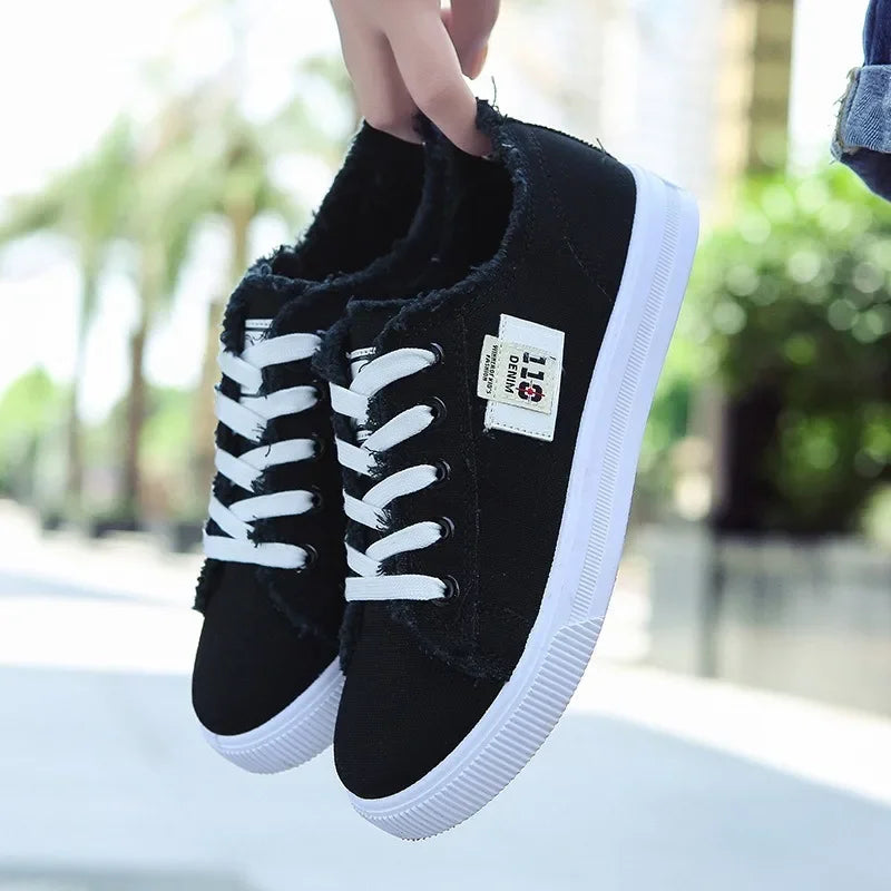 Women Spring Autumn Outdoor Walking Canvas Shoes Fall 2024 New Small White Jogging Sneakers Girls Student Sports Flat Trainers Secondary image
