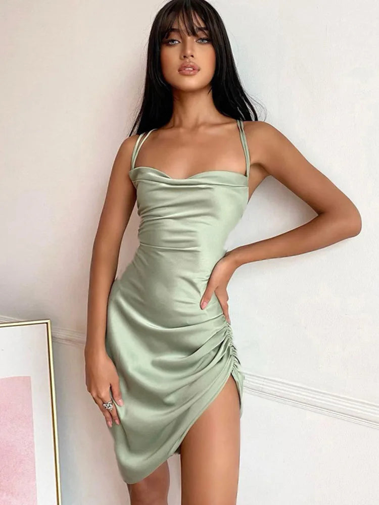 Strap Mini Lace Up Cross Backless Bodycon  Elegant Club Midi Dresses Main image