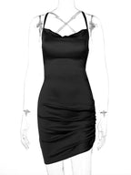 Strap Mini Lace Up Cross Backless Bodycon  Elegant Club Midi Dresses
