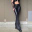 Vintage PU High Waist Stretch Slim Faux Leather Bell-Bottoms Bodycon Clubwear Pants