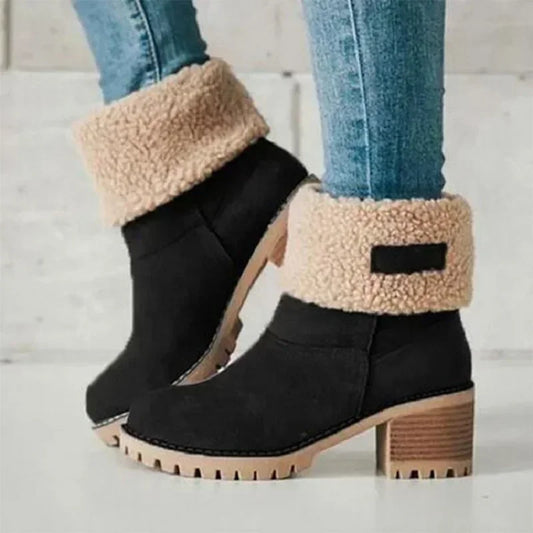 Fur Warm Wool Booties Ankle Comfortable Plus Size Mid Snow Boot